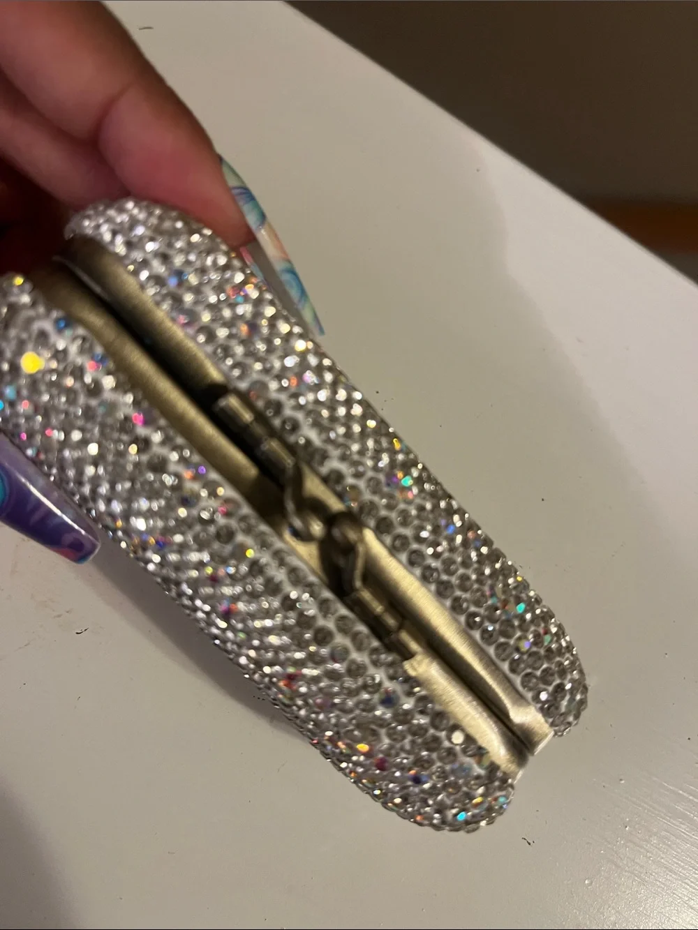 Vintage Crystal Rhinestone Lipstick Holder- Silver